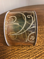 *New 10 Yards 30’ x 2.5” Wired Edge Ribbon Gold Green Copper Ombré Glitter by Seasonal Concepts Christmas Holiday Sealed