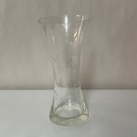 <€ Delicate Clear Glass 8” Bud Vase Etched Frosted Design Decor Damaged