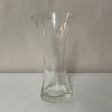 <€ Delicate Clear Glass 8” Bud Vase Etched Frosted Design Decor Damaged