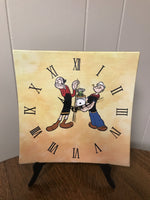 NEW Popeye Square Canvas Wall Display Clock Variety of Designs