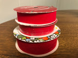 *Vintage Red/Green Ribbons Christmas Holiday Gift Wreath Tie Plastic Velvet