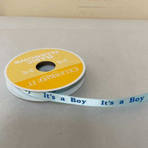 *Satin Ribbon Blue “It’s A Boy” 3/8” Craft Gift Baby