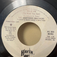 *Vintage MUSIC PROMOTIONAL COPY RIGHTEOUS BROTHERS “Hold On” 45 RPM Vinyl Record