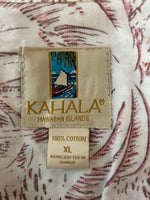 Mens KAHALA Hawaiian Islands Cotton Caribbean Camp XLarge Sail Boat Palm Pink Pocket