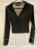 New Womens Juniors Small Black Sheer Top Blouse by Pretty Garbage NWT