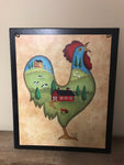 a** NEW Colorful Rooster Farm Barn Cow Art Chicken Kitchen Country Decor M.McCue