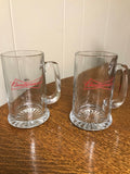 a* Vintage Budweiser 4-15 oz Glass Mugs with 15 Coasters