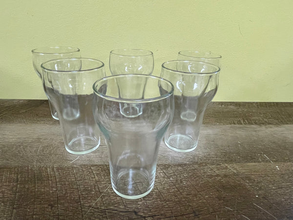 ~ Vintage Set/6 Soda Fountain Water Pop Glasses Clear Stackable 5” East ATL Pharmacy
