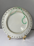 a** Vintage Decorative 8” Serving Plate White w/ Fruits Gold Gilt Cut Out Edge Ceramic