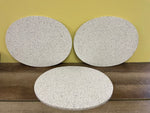 €< Set/3 Double Sized Gray Ceramic Oval Stone Tiles
