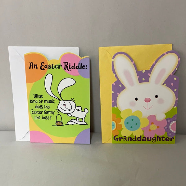 *New Lot/2 Easter Greeting Cards w/ Envelopes Child Kiss Granddaughter
