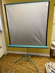 a** Vintage Turquoise DA-LITE Silver Pacer Film PROJECTOR SCREEN w/ Tripod Stand 40"x 40"