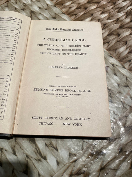 £ 1906 Charles Dickens "Christmas Carol" Blue Hardback Book Lake English Classics Antique