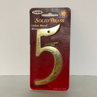 € Ives Solid Brass Address Plaque 4” Number “5” Outdoor Sealed