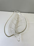 a** Vintage Leaf Shape Pressed Glass Serving Tray Divided Relish Condiment