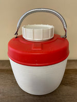 Vintage POLORON Vacucel 1 Gallon Insulated Red and White Thermos Jug Silver Handle