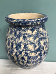 €a** POTTERY Vase Blue Spongeware 8” Country Farmhouse