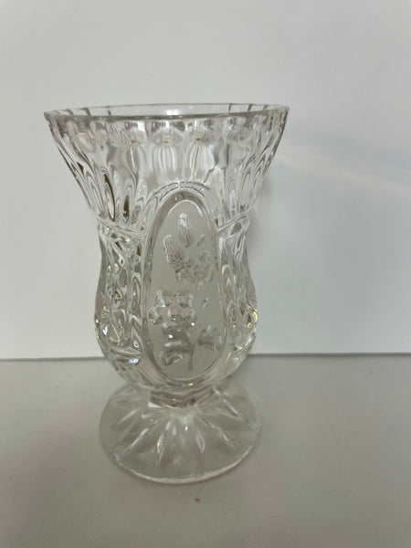 a** Vintage Clear Cut Crystal Vase on Pedestal Base