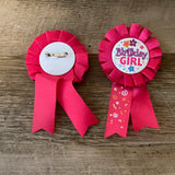 Birthday Girl Award Ribbon Rosette Badge Pin Children's Party Favors