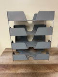 *Vintage 4 Tier Gray Steel Stacking Legal Paper File Tray Organizer Desk