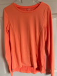 Womens Juniors DANSKIN NOW Medium 8-10 Neon Orange Long Sleeve Workout Top Activewear Fitted