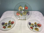 ~¥ Vintage Set/13 8” Hostess Luncheon Dessert Plates Peonies Poppies Flowers