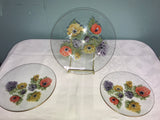 ~ Vintage Set/13 8” Hostess Luncheon Dessert Plates Peonies Poppies Flowers