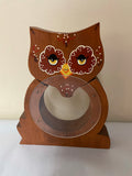 *Vintage MCM Wood Painted Owl Plexiglass Display Jar Removable Top