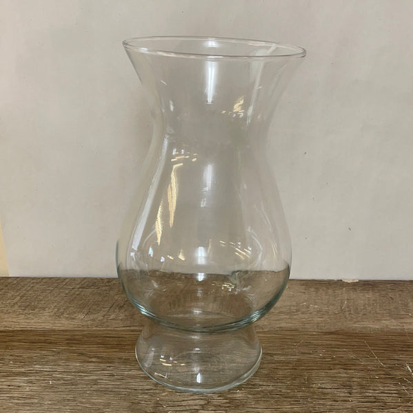 a** Flower VASE Round Edge & Base Medium Clear 9” Decor