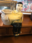 a*€ Vintage Mid Century MCM Asian Girl Woman Shelf Sitter Pottery Planter 7.5"