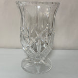 (L) <€€ Heavy Crystal Clear 9” Flower VASE Star Cut Dodecagon Rim Decor