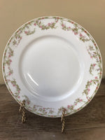Vintage THEODORE HAVILAND Limoges China  Pink Florals 9.5” Plate and 7” Covered Bowl Dish France Retired