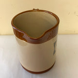 *Vintage English 7.5” Stoneware Pitcher Pottery “ICE WATER” Brown Country Farm