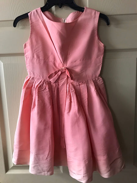 Vintage Girls Sz 6/7 Satin Sleeveless Salmon Pink Dress Zip Back Skirt Netting