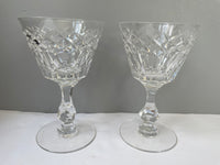a** Vintage Set/11 Crystal Wine Glasses Vertical and Diamond Cut Pattern 3 Sizes