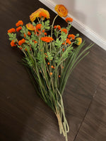 *Set/5 Artificial Yellow and Orange Peonies and Greenery 20-24” Stems