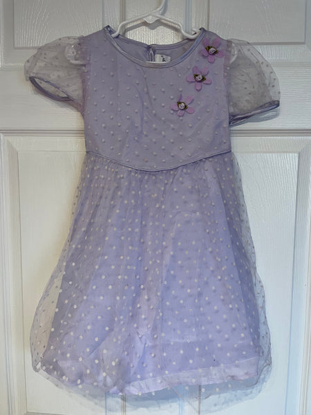 Vintage Rose Cottage Girls 5T Purple Dress with White Netting Trim Springtime Easter