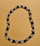 New Clear White & Black Glass Beads Stretch Beaded Bracelet for Womens/Teens Yoga
