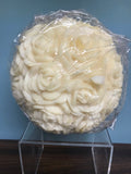 New Unscented Handcrafted 6” Round CANDLE Ivory Roses Volcanica 9472