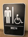 a* Men Bathroom Sign Handicap Braille Hard Plastic Black