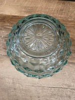 a** Vintage Blue or Green Depression Cut Glass Bowl Candy Dish