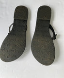 Womens Size 7/8 CANDIES Black Flip Flop Sandals 3D Silver Flower Petals