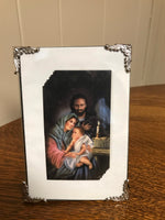 *Vintage Nativity Scene Prayer Card Christmas Holiday in Silver Ornate Frame