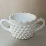 a** Vintage Milk Glass White Sugar Bowl & Creamer Set Hobnail Pattern