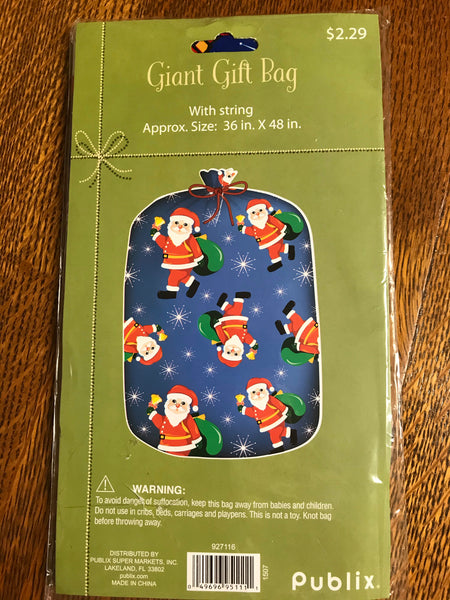 a** NEW Giant Jumbo Christmas Holiday Gift Bag Santa Blue 36” x 48” NIB