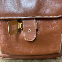 a** Womens KENAR Chestnut Brown Faux Leather Tote Handbag Purse