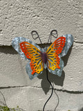 NEW Set/3 Tin Metal  Butterflies Garden Decor Purple Orange Blue