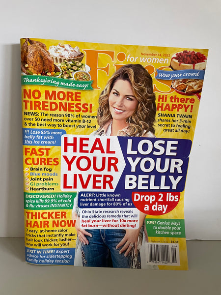 NEW First For Women Magazine Heal Your Liver November 2022 Shania Twain