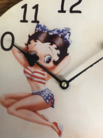 a* NEW Betty Boop 11.5” Round Glass Wall Clock Variety of Designs