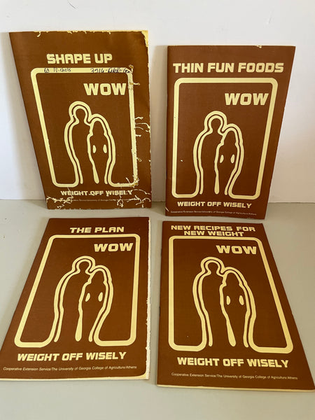 a* Set/4 WOW The Plan Vintage Softcover Books Shape Up, The Plan, Thin Fun Foods & Recipes